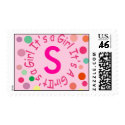 IT"S A GIRL LETTER S PINK POLKA DOTS postage by Initialreaction IT"S A GIRL LETTER S PINK POLKA DOTS postage