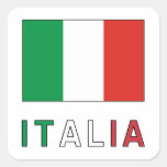 Italia Flag & Word Square Sticker