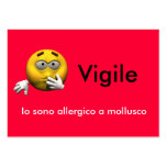 Italian Allergy Info card - Shellfish Business Card Templates