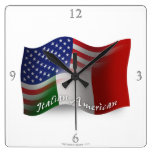 Italian-American Waving Flag Clock