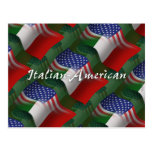 Italian-American Waving Flag Postcard