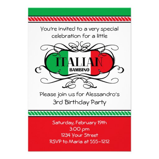 Italian Bambino (C) Birthday Party Invitation