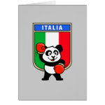 This cute little panda bear is ready for a boxing match! Panda wears boxing gloves before an Italy flag shield. Great for Italian boxing fans or boxers!