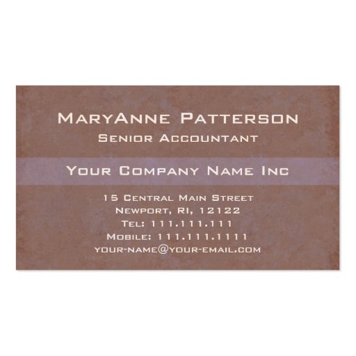 Italian Bronze Elegant Accountant's Professional Business Card (front side)