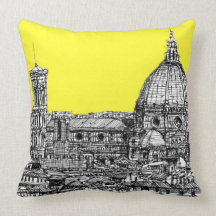 Italian cathedral in yellow throw pillows