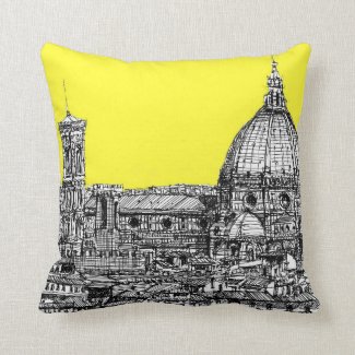 Italian cathedral in yellow throw pillows