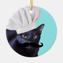 Italian Chef, Black Cat Christmas Ornament
