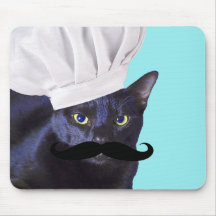 Italian Chef, Black Cat Mouse Pads