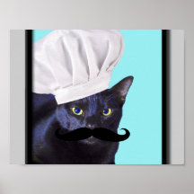 Italian Chef, Black Cat Posters