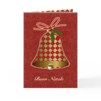 Italian Christmas Card with bell and holly