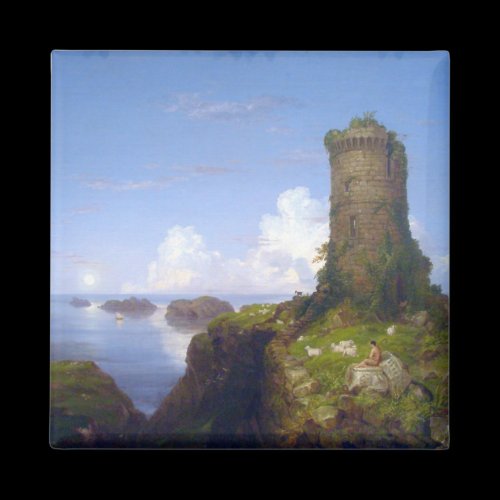 Italian Coast Scene with Ruined Tower -Thomas Cole Magnet