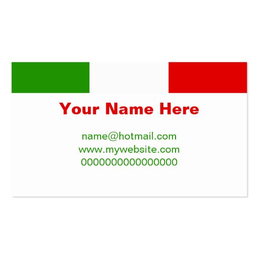 Italian Flag Business Cards (front side)