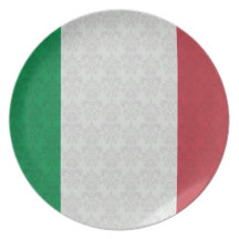 Italian Flag Damask Pattern Dinner Plates