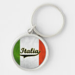 Italian Flag Italia Black Glass Key Chain