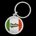 Italian Flag Italia Black Glass Key Chain keychains