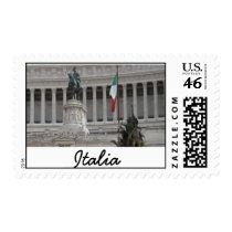 Italian Flag Next To Statue Stamps