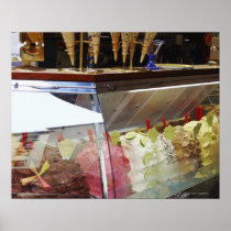 Italian gelato in display case posters