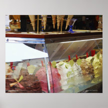 Italian gelato in display case posters