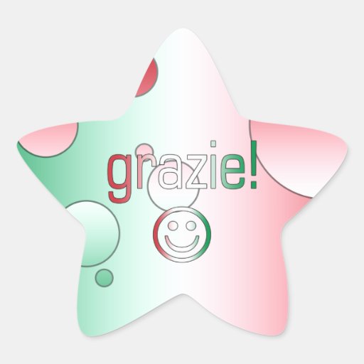 Italian Gifts : Thank You / Grazie + Smiley Face Star Sticker | Zazzle
