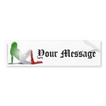 Italian Girl Silhouette Flag Bumper Stickers