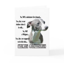 Italian Greyhound FAQ Card