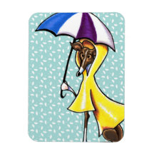 Italian Greyhound Umbrella Crazy Rectangular Magnets