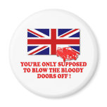 Italian Job bloody doors off slogan Union Jack Fridge Magnet