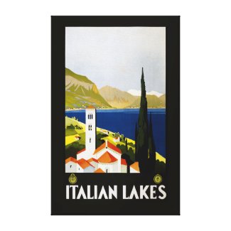Italian Lakes Vintage Travel Poster Stretched Canvas Prints