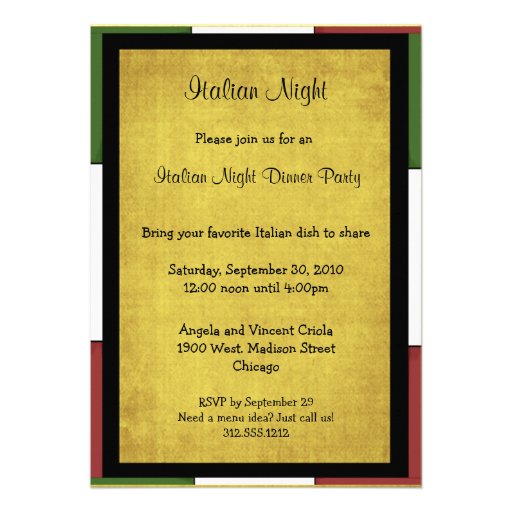 italian night dinner party invitation size 5x7 5 quot x 7 party invitation sizes