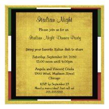Italian Night Dinner Party Invitation Square Size