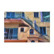 Italian Port, Island of Capri, Blue Windows canvas prints