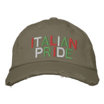Italian Pride Olive Distressed Baseball Cap