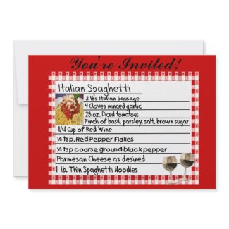 Italian Recipe Card Invitations Italian Recipe Card Invitations