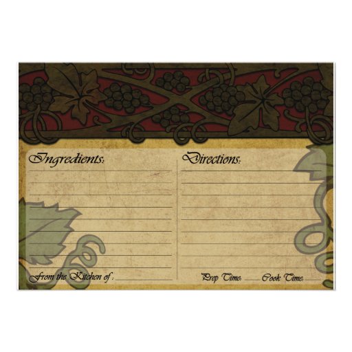 Italian Style Recipe Card Custom Announcement
