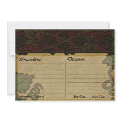 Italian Style Recipe Card Custom Announcement by mcbonet