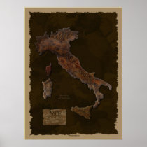 ITALIAN Textured Map Art Poster