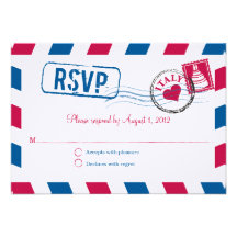 Italy Air Mail Wedding RSVP Personalized Announcements