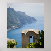 Italy, Amalfi Coast, Ravello, Bell tower with Print