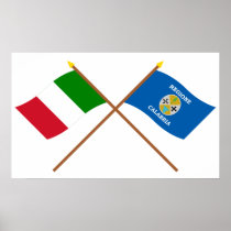Italy and Calabria crossed flags Poster
