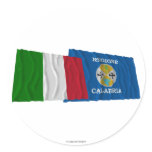 Italy and Calabria waving flags stickers