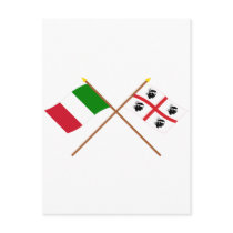 Italy and Sardegna crossed flags Post Cards