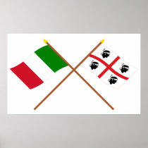 Italy and Sardegna crossed flags Posters