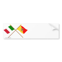 Italy and Sicilia crossed flags Bumper Stickers