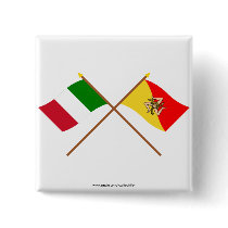 Italy and Sicilia crossed flags Pinback Buttons