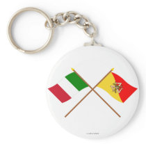 Italy and Sicilia crossed flags Key Chains