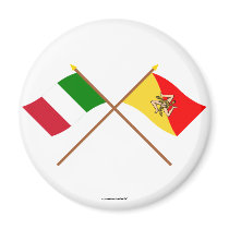 Italy and Sicilia crossed flags Refrigerator Magnets