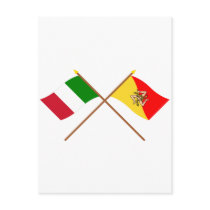 Italy and Sicilia crossed flags Postcard