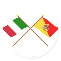 Italy and Sicilia crossed flags Stickers