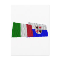 Italy and Trentino-Alto Adige waving flags Post Cards