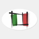 Italy Brush Flag Oval Stickers